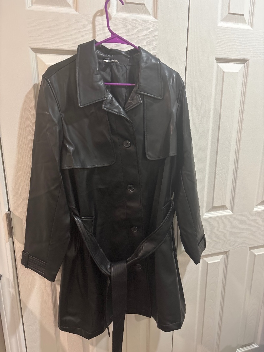 Time & Tru faux leather trench coat XL